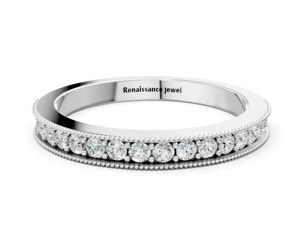 Round Diamond Milgrain Pavé Eternity Band White gold