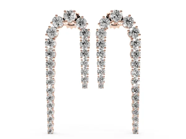 Round Diamond U-Shaped Drop Earrings Rose gold