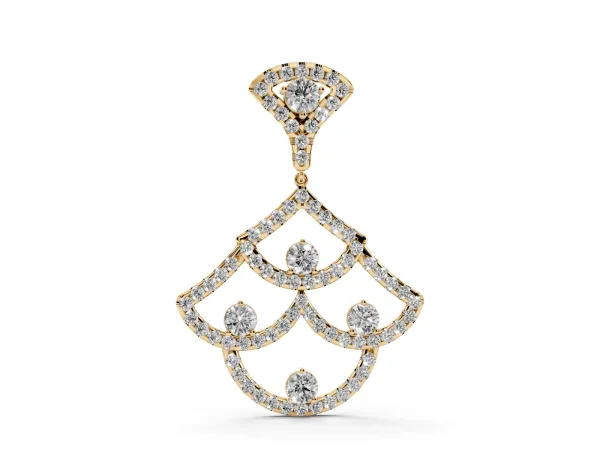 Pavé Round Diamond Fan Prong Pendant Yellow gold