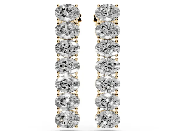 Oval Diamond Huggie Hoop Earrings Yellow gold