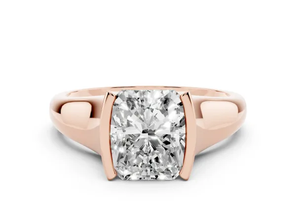 Radiant Cut Solitaire Tension Set Diamond Ring with Split Shank Band Rose gold