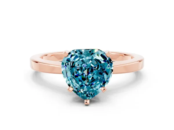 Heart Cut Blue Topaz Solitaire Engagement Ring with Classic Band and Four-Prong Setting Rose gold