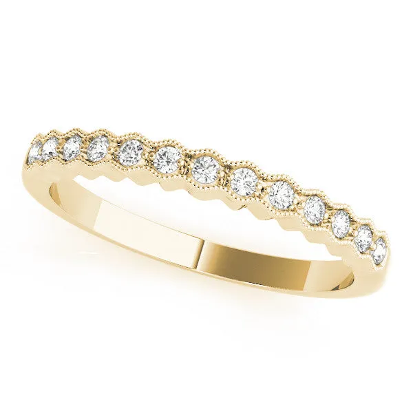 Milgrain Round Diamond Scalloped Eternity Band Yellow gold
