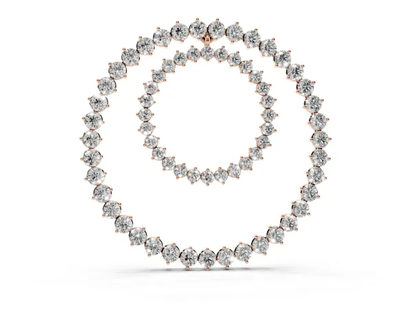 Round Moissanite Double Halo Prong Set Pendant Rose gold