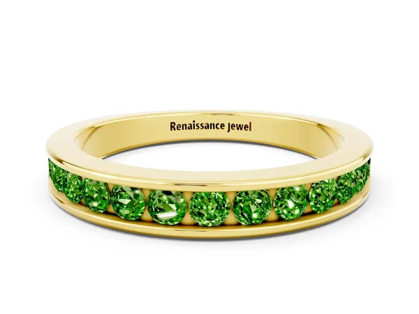 Channel Set Round Peridot Eternity Band Yellow gold