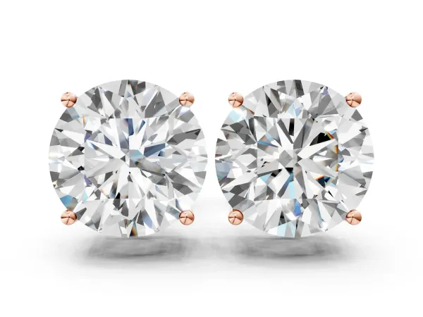 Round Cut Diamond Stud Earrings Rose gold