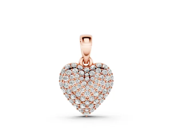 Heart Diamond Pendant with Pavé Setting Rose gold