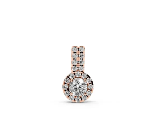 Round Halo Diamond Pendant with Double Prong Setting Rose gold