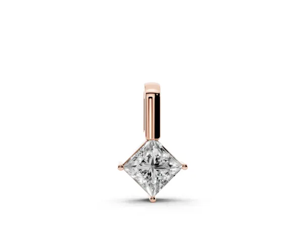 Princess Cut Bezel Set Diamond Pendant Rose gold