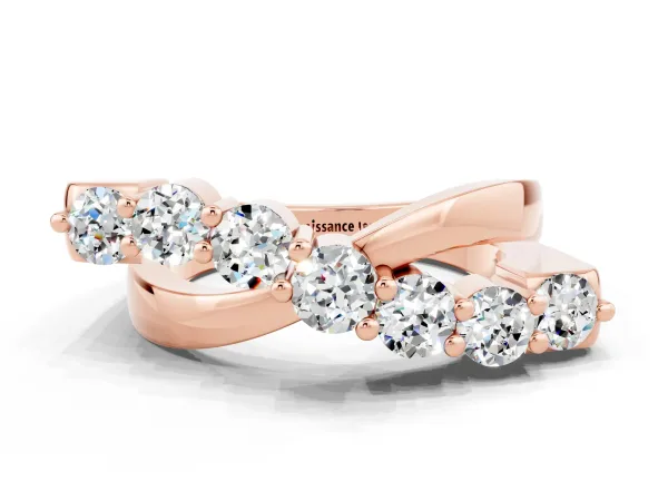 Round Moissanite Prong-Set Crossover Band Rose gold