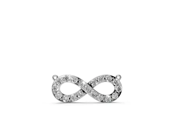Infinity Pendant with Round Cut Diamonds in Pavé Setting Silver
