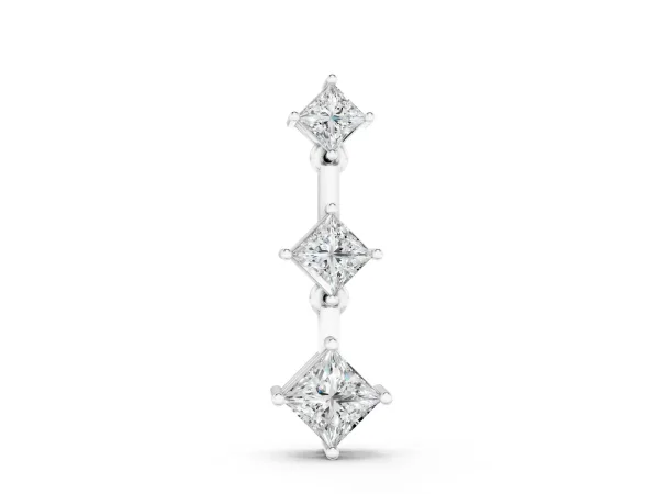 Triple Princess Cut Drop Pendant with Four-Prong Setting White gold