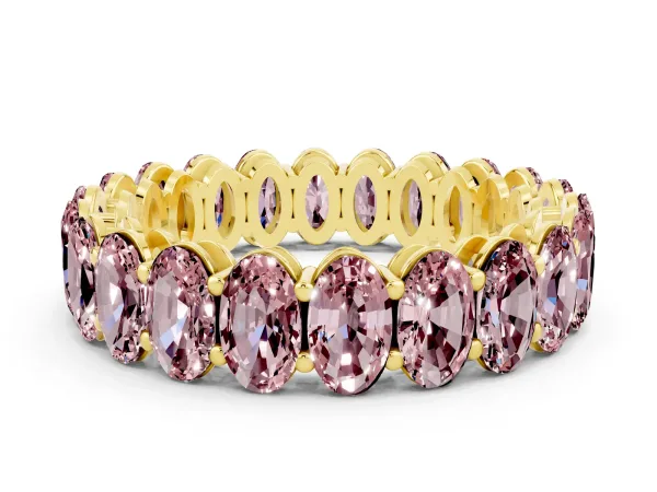 Oval Cut Morganite Eternity Band with Shared Prong Setting Yellow gold