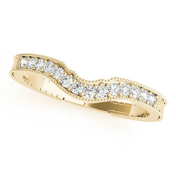 Milgrain Round Diamond Curved Pavé Band Yellow gold
