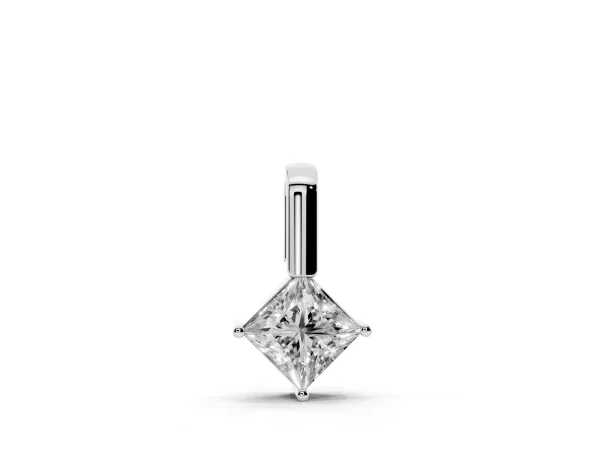 Princess Cut Bezel Set Diamond Pendant White gold