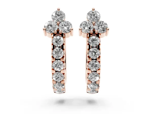 Round Cut Diamond Pavé Huggie Hoop Earrings Rose gold