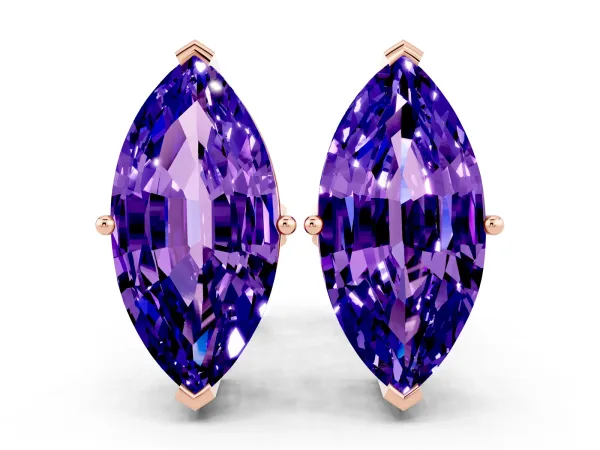 Marquise Cut Tanzanite Stud Earrings Rose gold