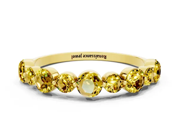 Round Yellow Sapphire Scalloped Prong Set Eternity Band Yellow gold