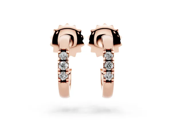Round Diamond Petite Huggie Hoop Earrings Rose gold