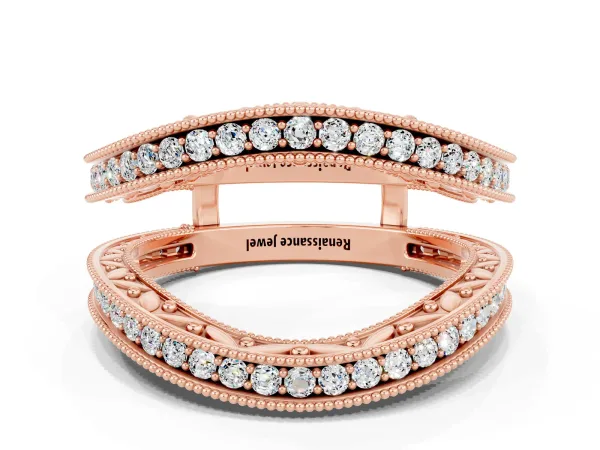 Round Moissanite Milgrain Eternity Band with Channel Setting Rose gold