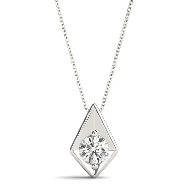 Round Diamond Rhombus Bezel Pendant Silver