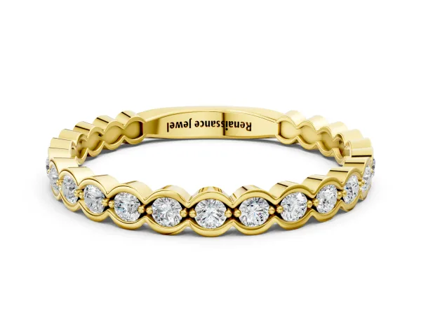 Round Diamond Bezel Set Eternity Band Yellow gold