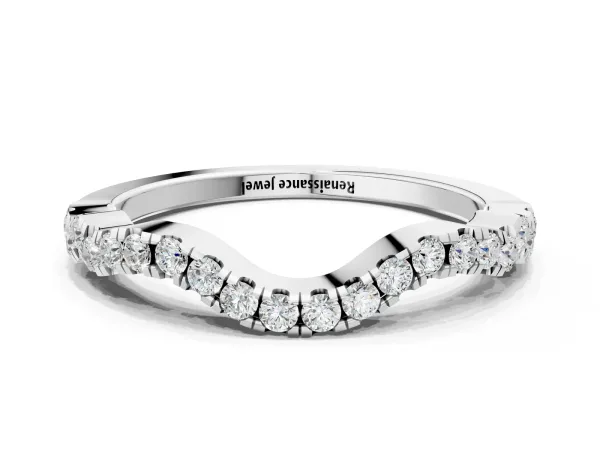 Curved Pavé Round Diamond Eternity Band with U-Prong Setting Platinum