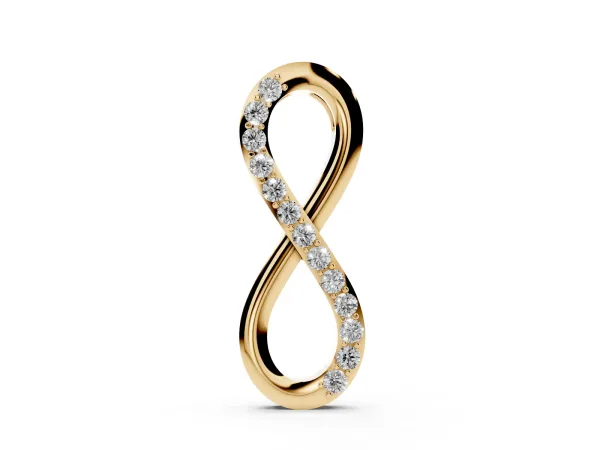 Infinity Pendant with Round Brilliant Diamonds in Pavé Setting Yellow gold