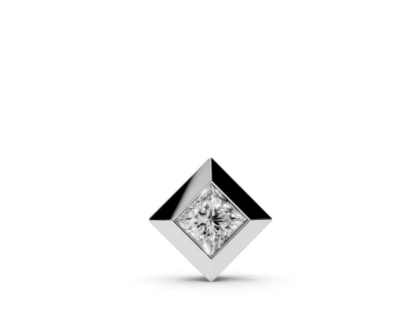 Bezel Princess Cut Diamond Pendant Silver