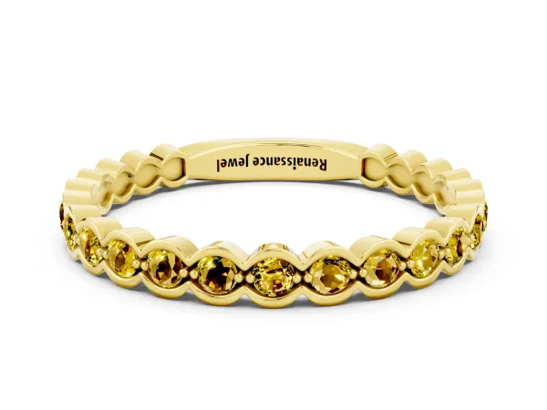 Round Yellow Sapphire Bezel Set Eternity Band Yellow gold