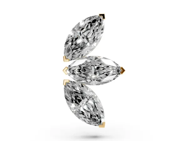 Marquise Diamond Trio Flatback Earring Yellow gold