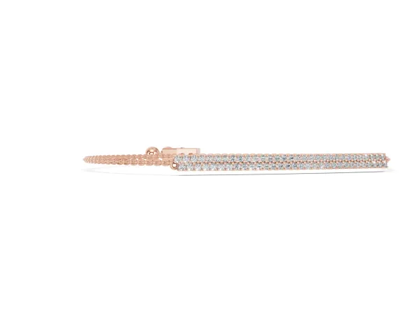 Pavé Round Diamond Box Chain Slider Bracelet Rose gold