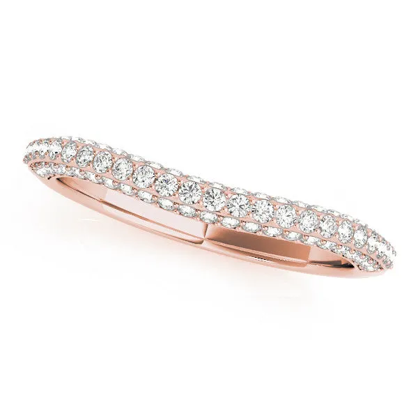 Double Row Round Diamond Pavé Curved Band Rose gold