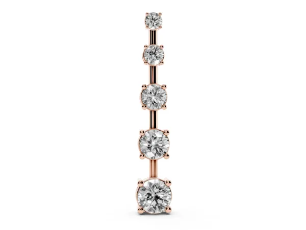 Vertical Bar Pendant with Round Brilliant Diamonds in Prong Setting Rose gold