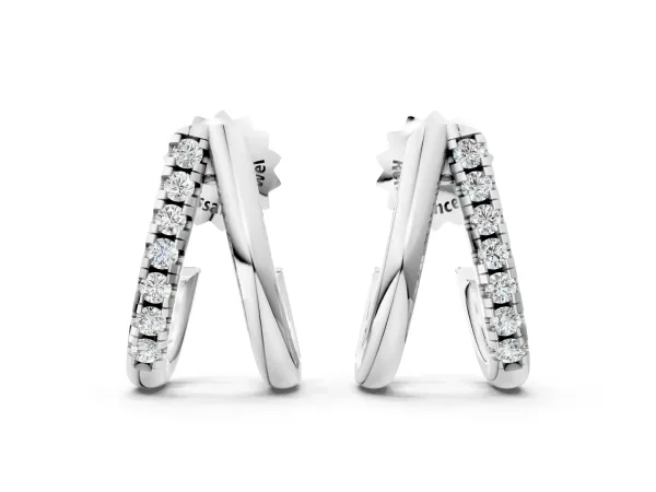 Round Diamond Zuri Huggie Hoop Earrings Platinum