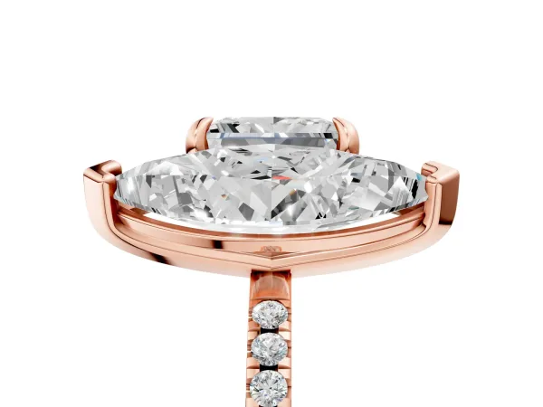 Marquise and Princess Toi Moi Ring with Prong Setting and Micro Pave Band Rose gold