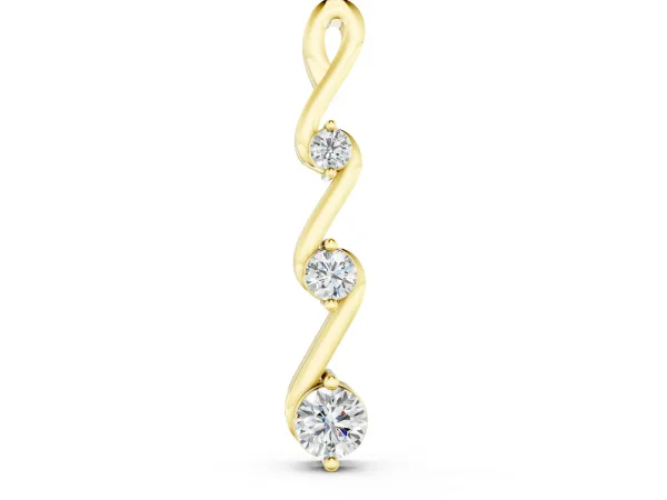 Three-Stone Round Brilliant Prong Set Pendant Yellow gold
