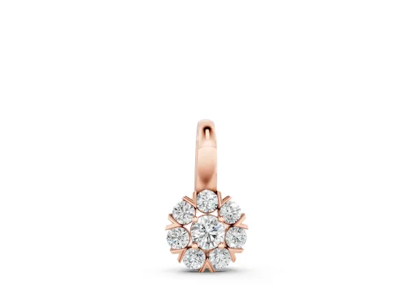 Round Diamond Floral Cluster Pendant with Prong Setting Rose gold