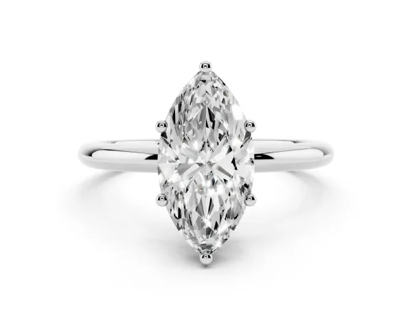 Marquise Cut Cut Solitaire Engagement Ring with Four-Prong Setting and Classic Band Platinum