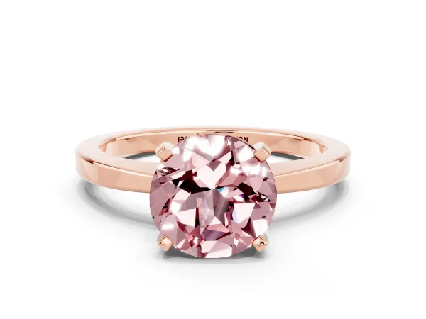 Round Cut Morganite Solitaire Engagement Ring with Classic Band and Four-Prong Setting Rose gold