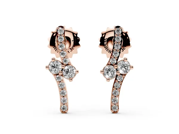Round Diamond Two Stone Bypass Stud Earrings Rose gold