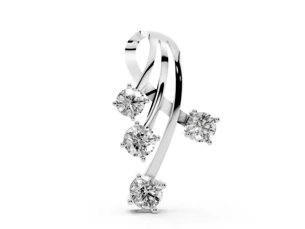 Four-Stone Round Diamond Prong-Set Pendant White gold