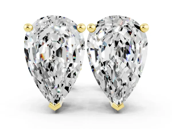 Pear Cut Moissanite Stud Earrings Yellow gold