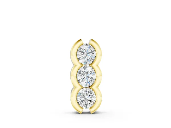 Three Stone Round Diamond Shared Prong Pendant Yellow gold
