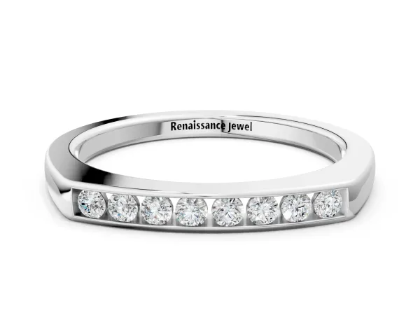 Channel Set Round Diamond Flat Band Platinum