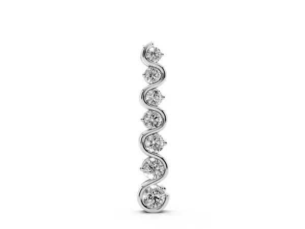 Round Diamond S-Curve Prong Set Pendant Silver