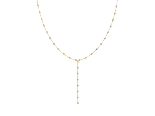 Bezel-Set Round Diamond Station Y Necklace Yellow gold