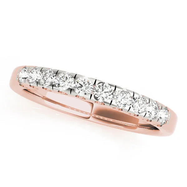 Round Diamond Prong Set Half Eternity Band Rose gold