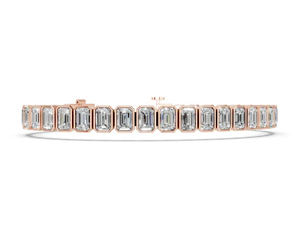 Emerald Cut Diamond Tennis Bracelet with Bezel Setting Rose gold