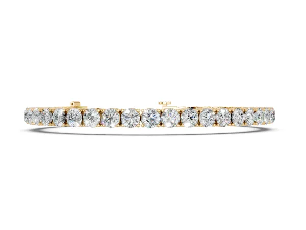 Round Brilliant Diamond Tennis Bracelet with Prong Setting Yellow gold